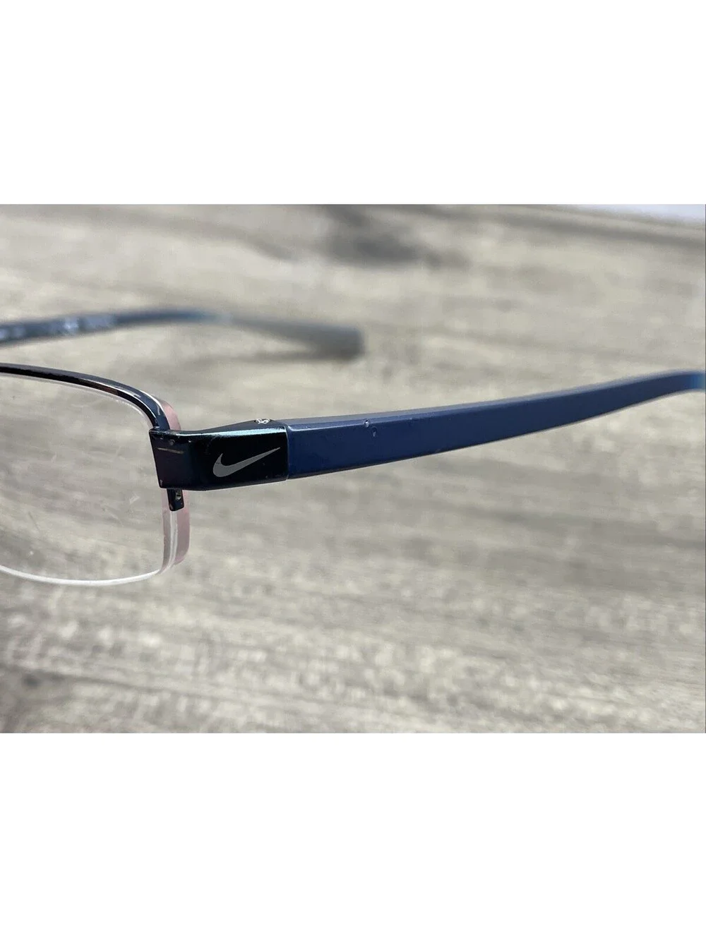 Nike Eyeglasses Frame 8090-412 Mens Navy Blue Metal Half Rim 53[]17-140 Frames